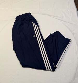 Y2K Vintage Adidas ClimaProof Navy Blue 3-Stripe Track Pants Size XL